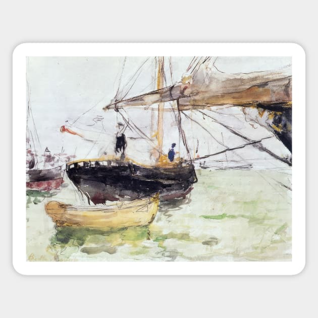 aboard a yacht - Berthe Morisot Sticker by Kollagio